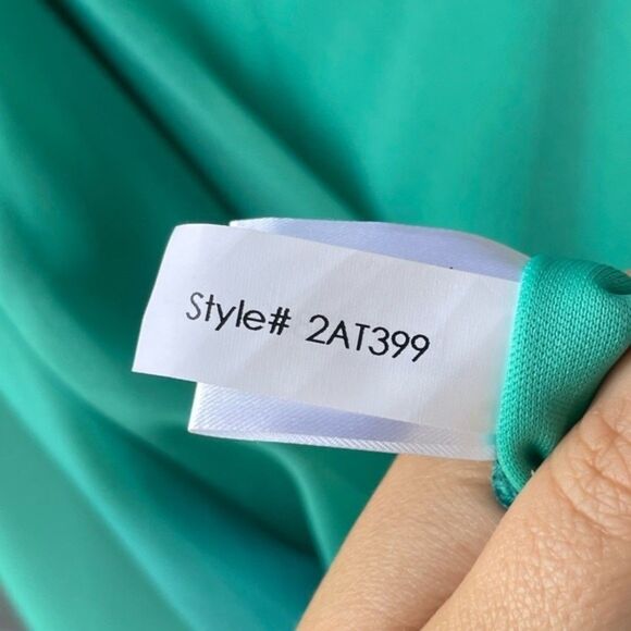 Boston Proper Bebe Cowl Neck Ombré Chiffon Asymmetrical Dress Blue Green Size S - Picture 6 of 7